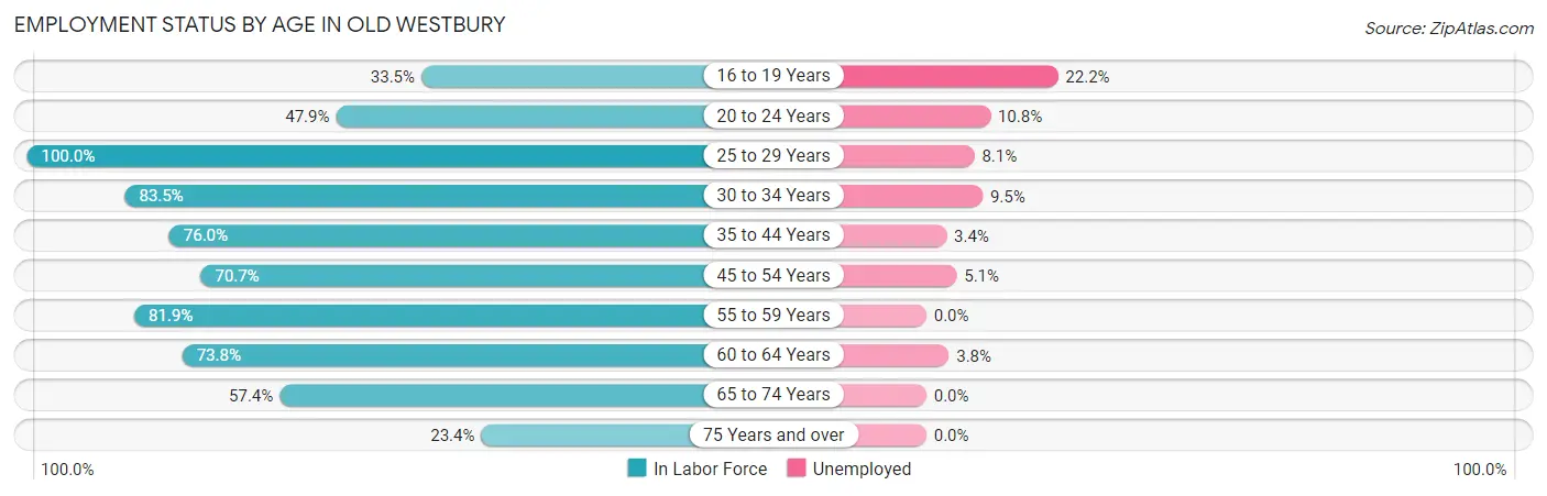 Employment Status by Age in Old Westbury