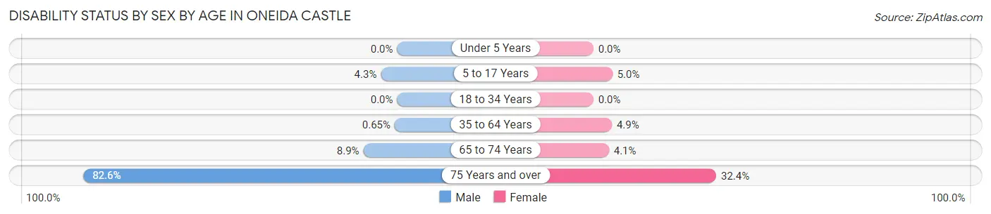 Disability Status by Sex by Age in Oneida Castle