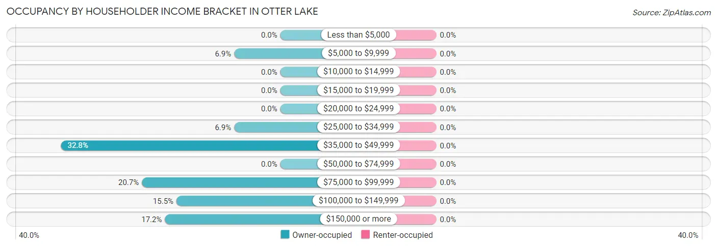 Occupancy by Householder Income Bracket in Otter Lake