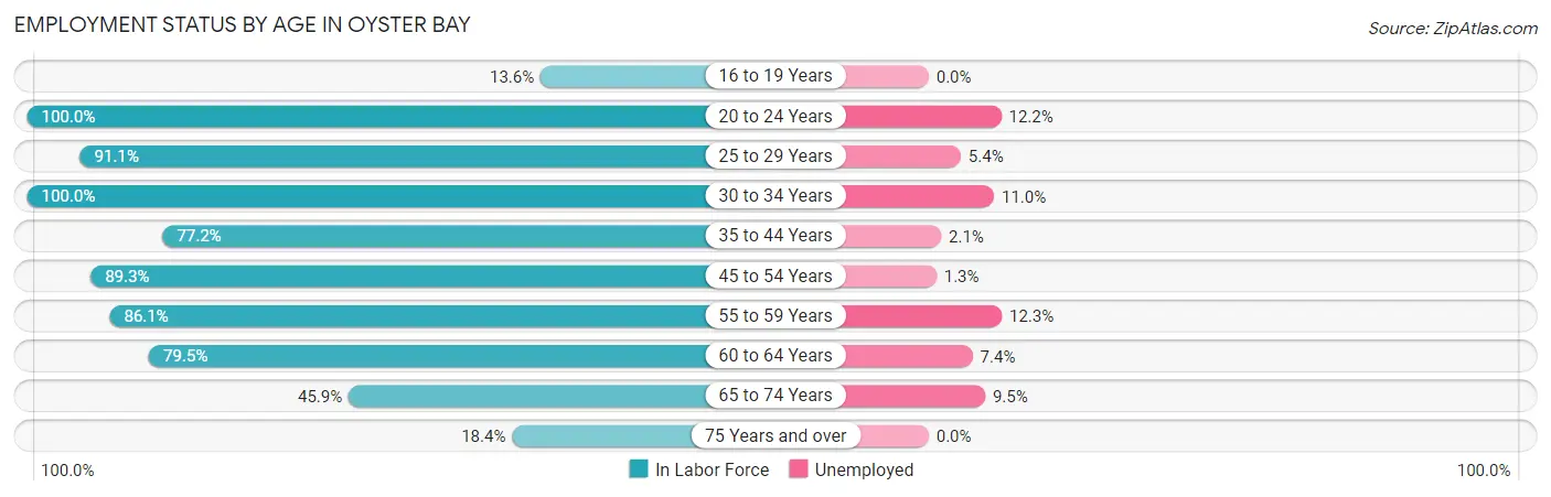 Employment Status by Age in Oyster Bay