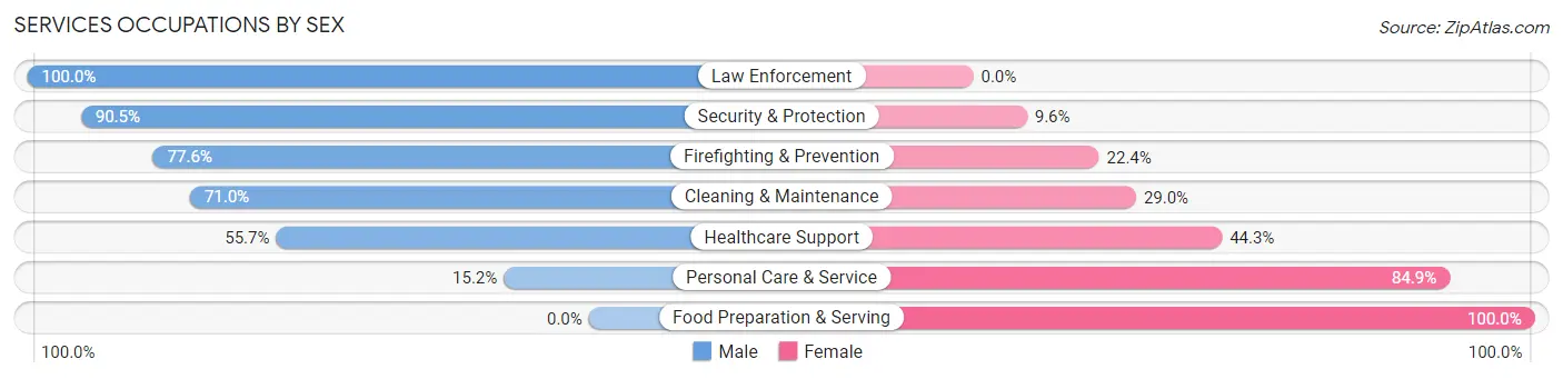 Services Occupations by Sex in Oyster Bay