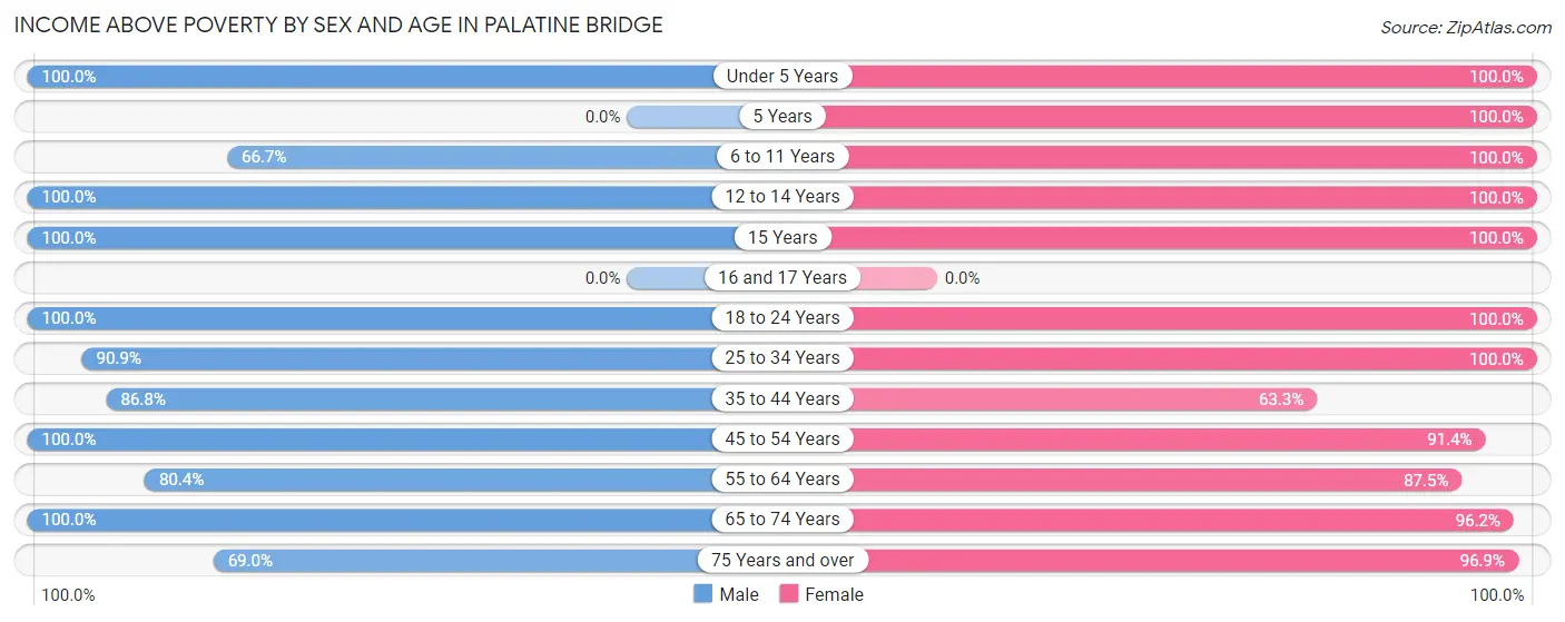 Income Above Poverty by Sex and Age in Palatine Bridge