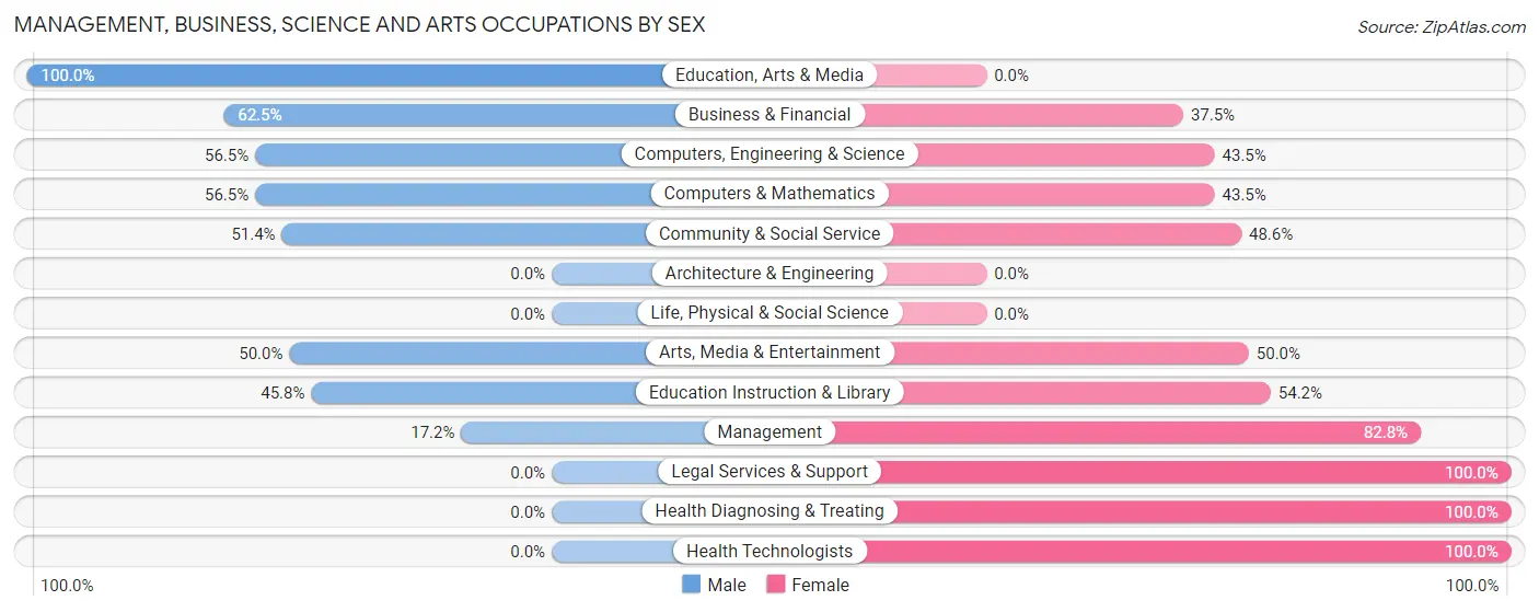Management, Business, Science and Arts Occupations by Sex in Palatine Bridge