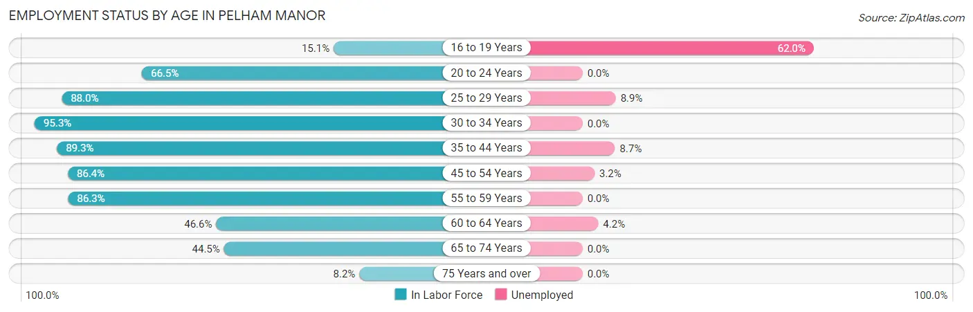 Employment Status by Age in Pelham Manor