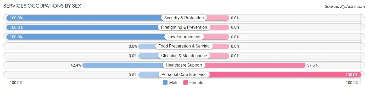 Services Occupations by Sex in Pelham Manor