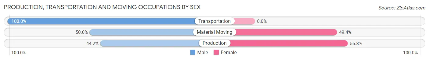 Production, Transportation and Moving Occupations by Sex in Pelham