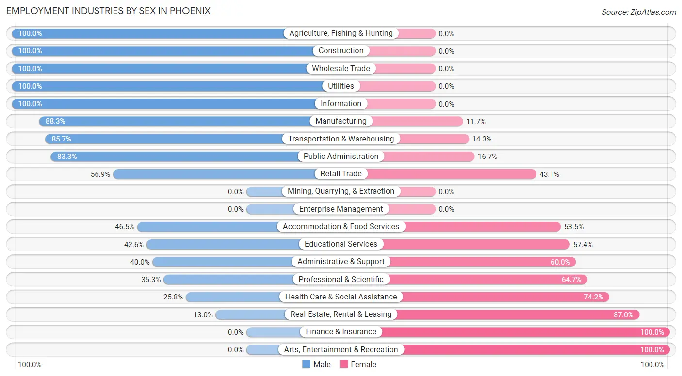 Employment Industries by Sex in Phoenix