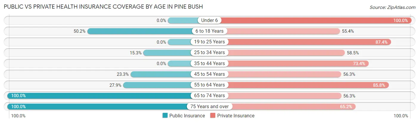 Public vs Private Health Insurance Coverage by Age in Pine Bush
