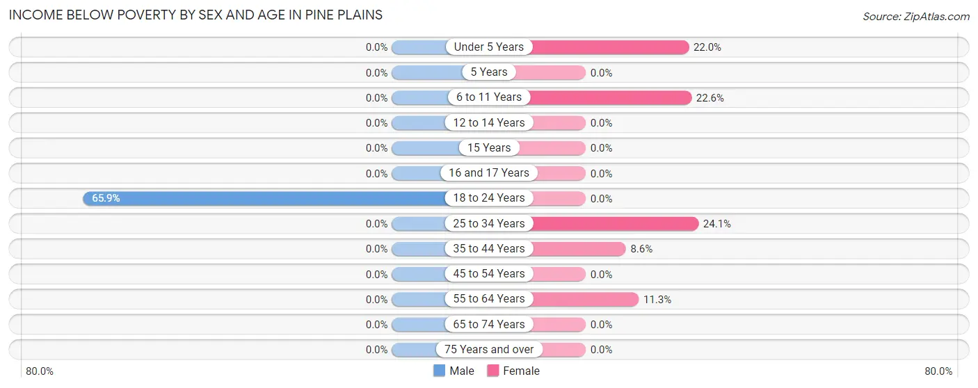 Income Below Poverty by Sex and Age in Pine Plains