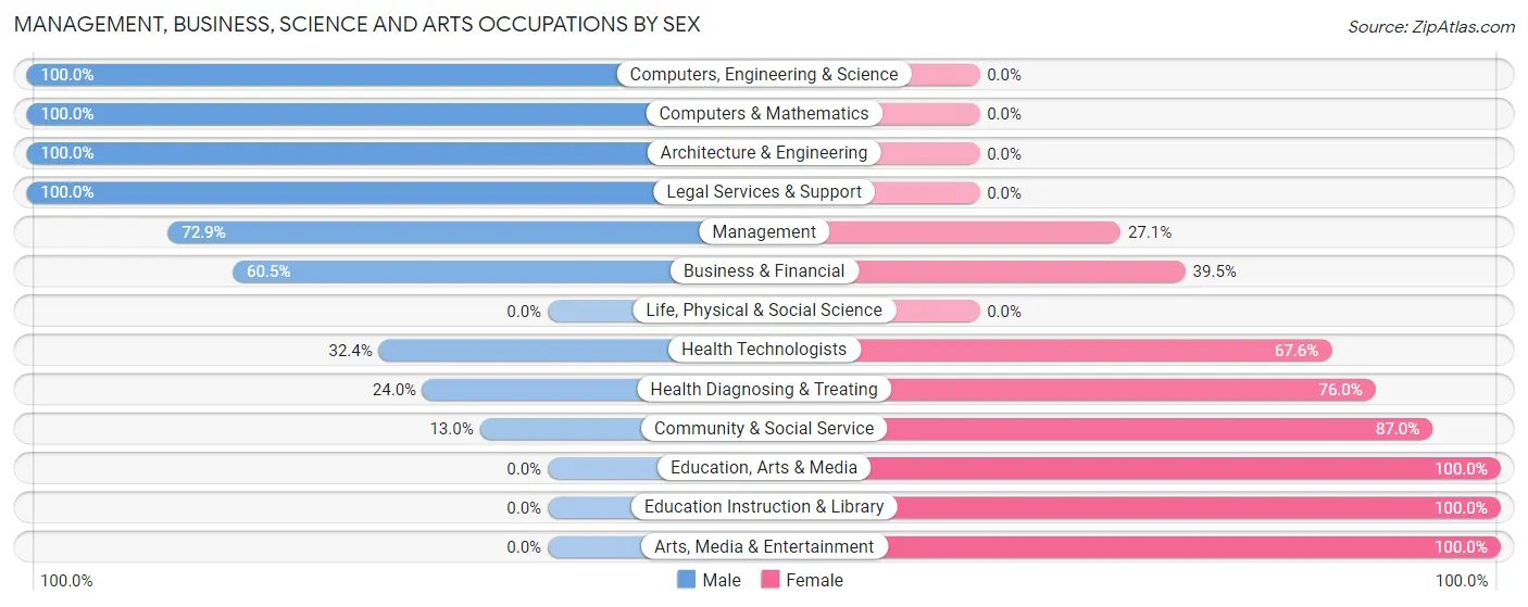 Management, Business, Science and Arts Occupations by Sex in Pine Plains
