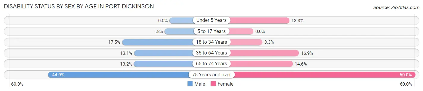 Disability Status by Sex by Age in Port Dickinson