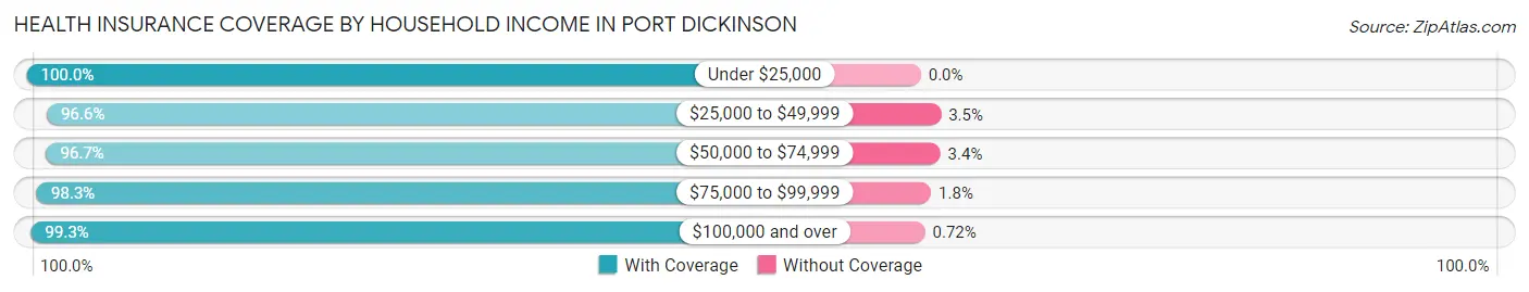 Health Insurance Coverage by Household Income in Port Dickinson