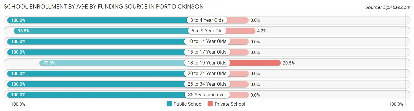 School Enrollment by Age by Funding Source in Port Dickinson