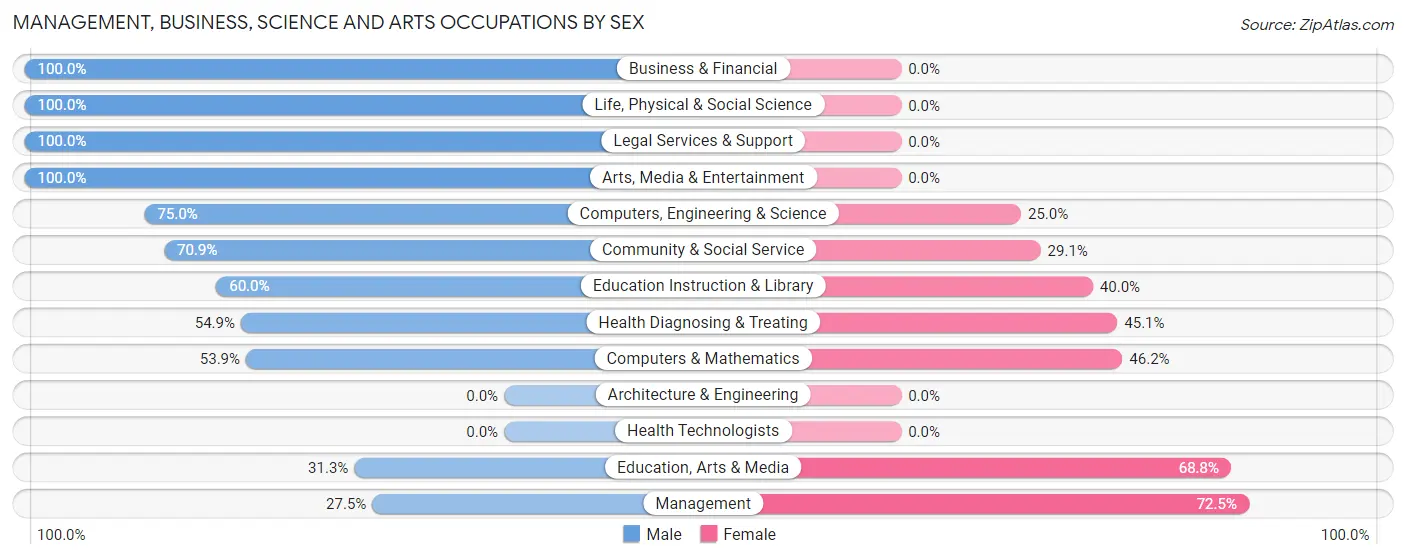 Management, Business, Science and Arts Occupations by Sex in Port Henry
