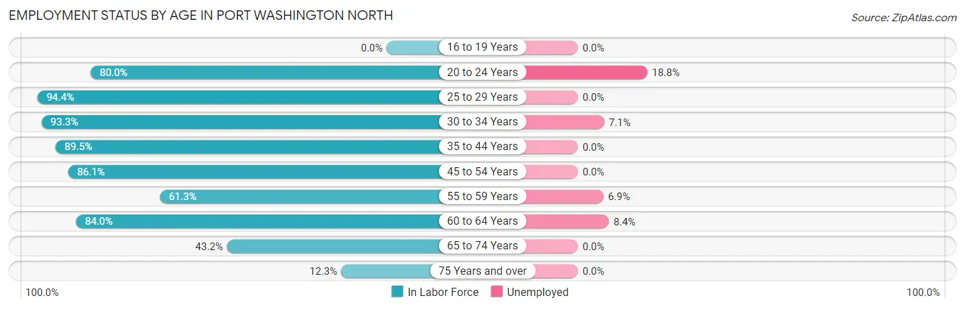 Employment Status by Age in Port Washington North
