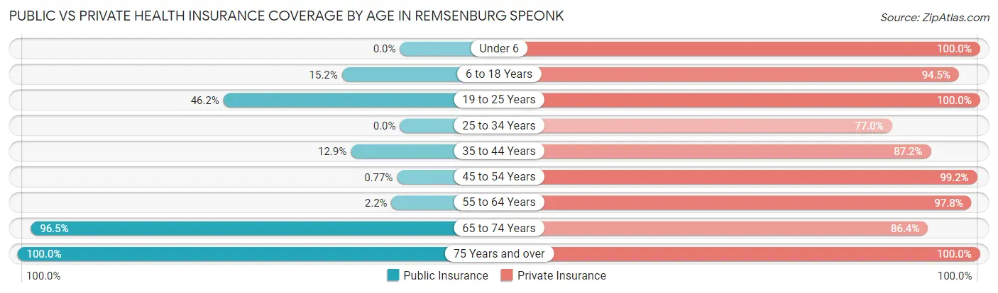 Public vs Private Health Insurance Coverage by Age in Remsenburg Speonk