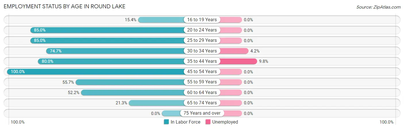 Employment Status by Age in Round Lake
