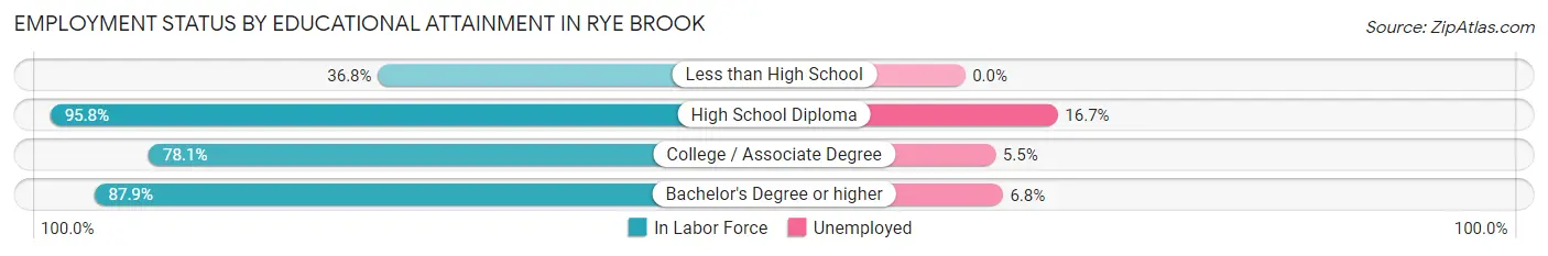 Employment Status by Educational Attainment in Rye Brook