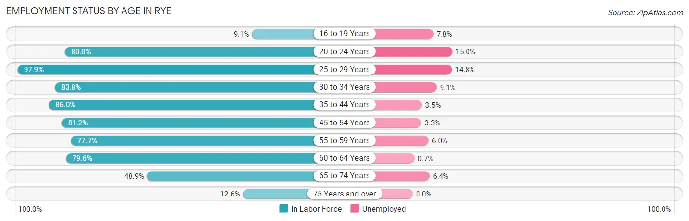 Employment Status by Age in Rye