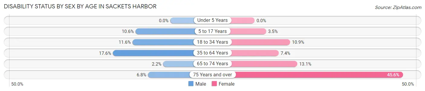 Disability Status by Sex by Age in Sackets Harbor