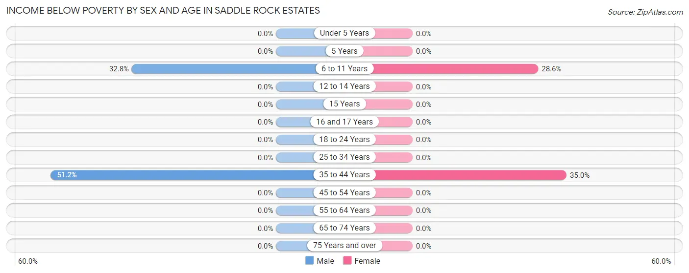 Income Below Poverty by Sex and Age in Saddle Rock Estates