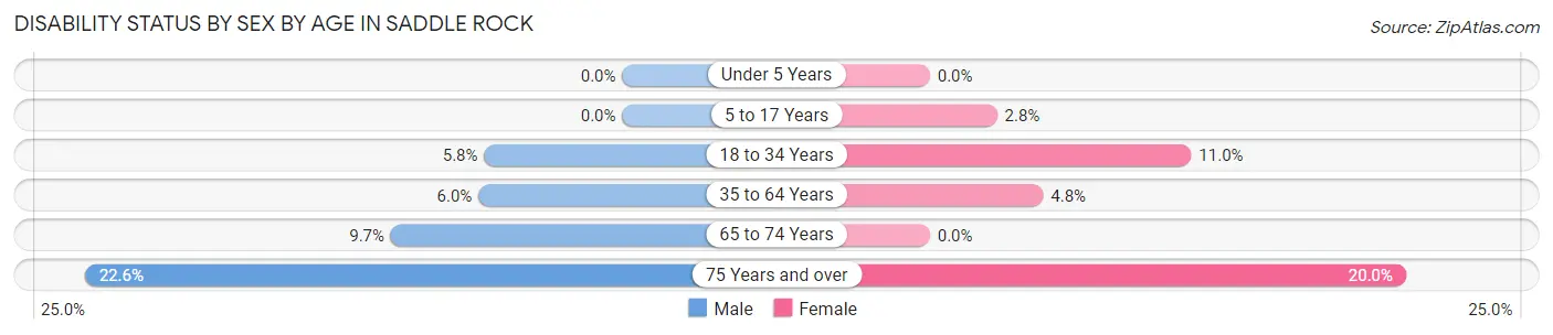 Disability Status by Sex by Age in Saddle Rock