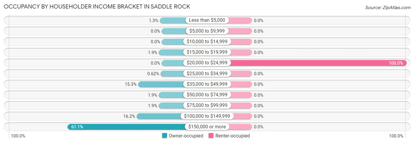 Occupancy by Householder Income Bracket in Saddle Rock