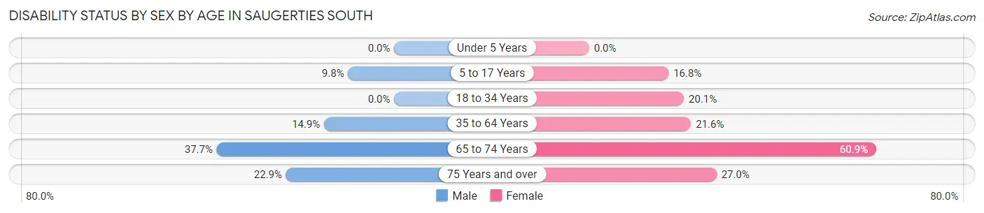 Disability Status by Sex by Age in Saugerties South