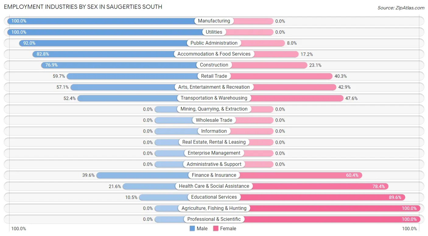 Employment Industries by Sex in Saugerties South