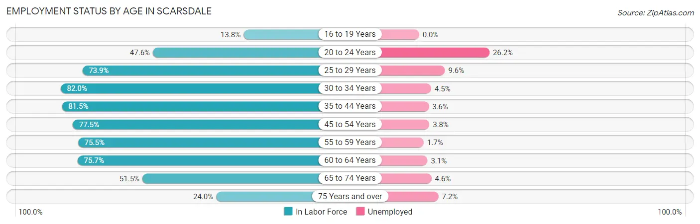 Employment Status by Age in Scarsdale