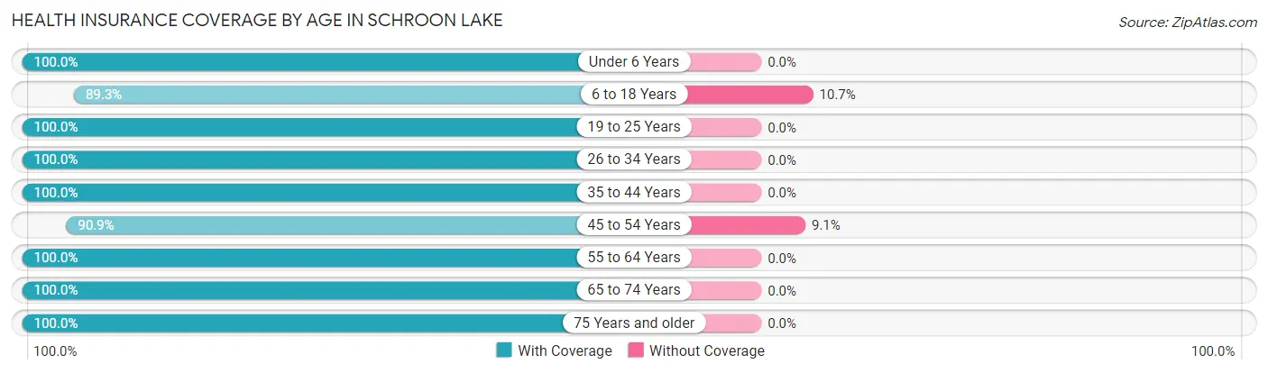 Health Insurance Coverage by Age in Schroon Lake