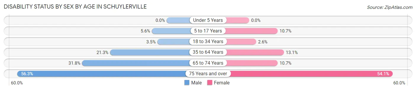 Disability Status by Sex by Age in Schuylerville