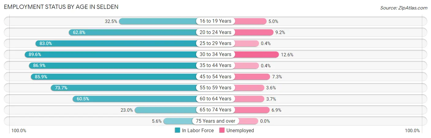 Employment Status by Age in Selden