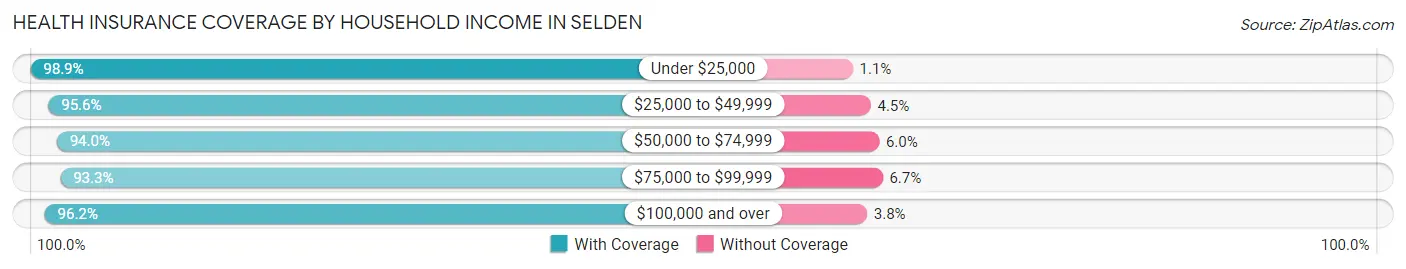 Health Insurance Coverage by Household Income in Selden