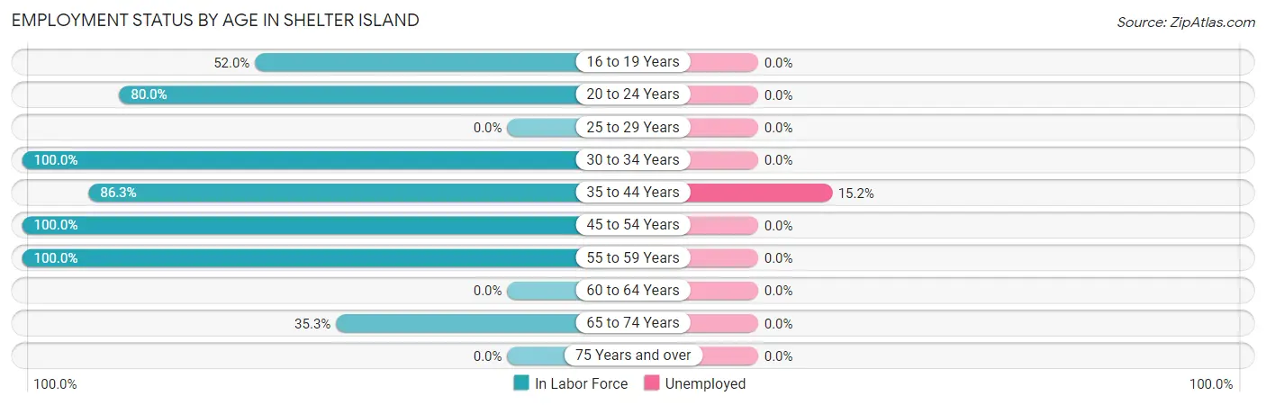 Employment Status by Age in Shelter Island