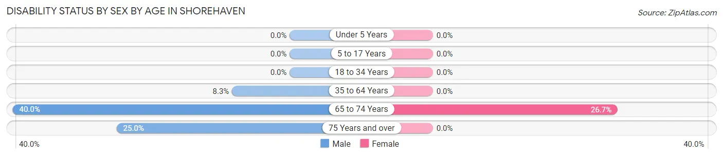 Disability Status by Sex by Age in Shorehaven