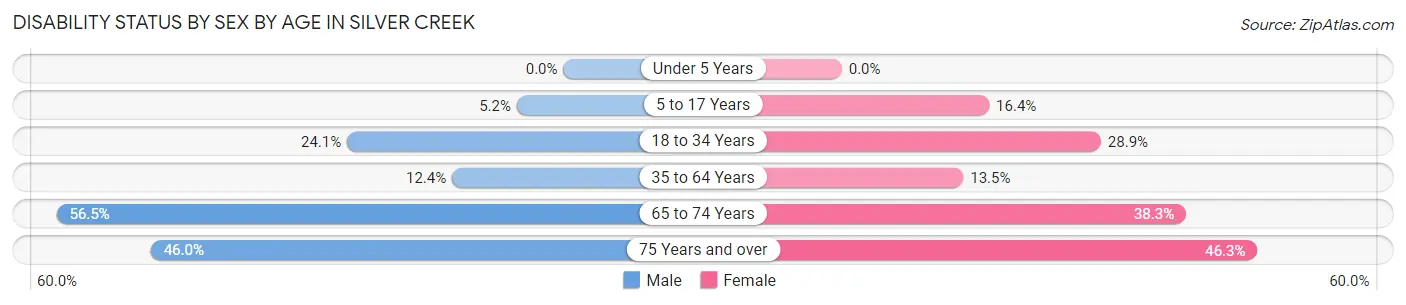 Disability Status by Sex by Age in Silver Creek