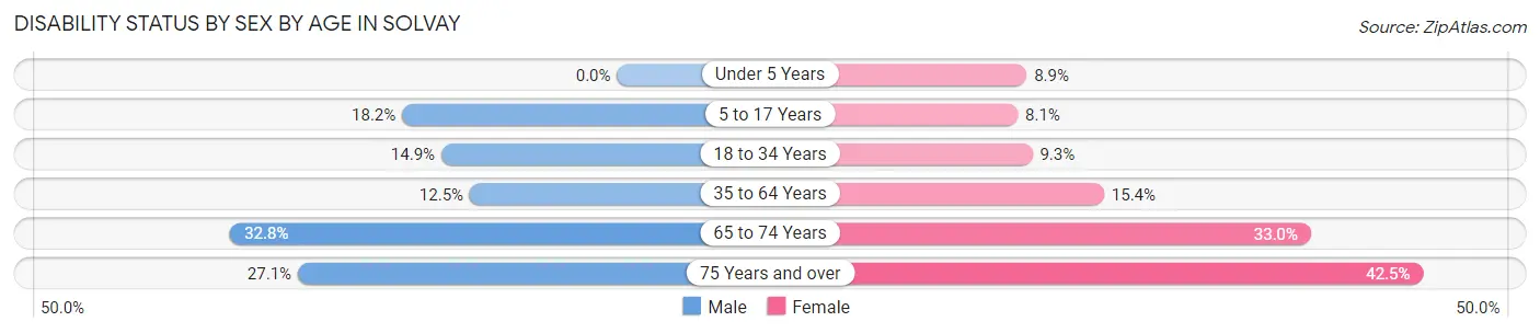 Disability Status by Sex by Age in Solvay