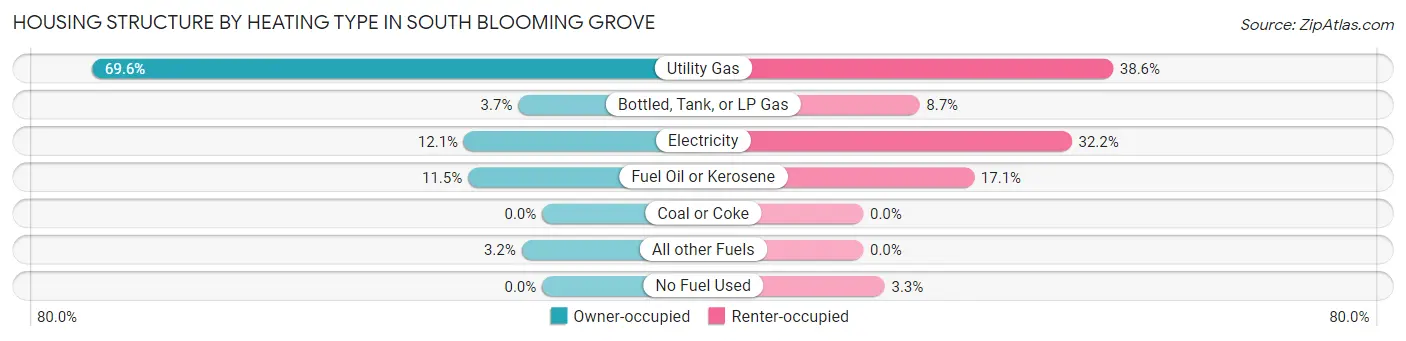 Housing Structure by Heating Type in South Blooming Grove