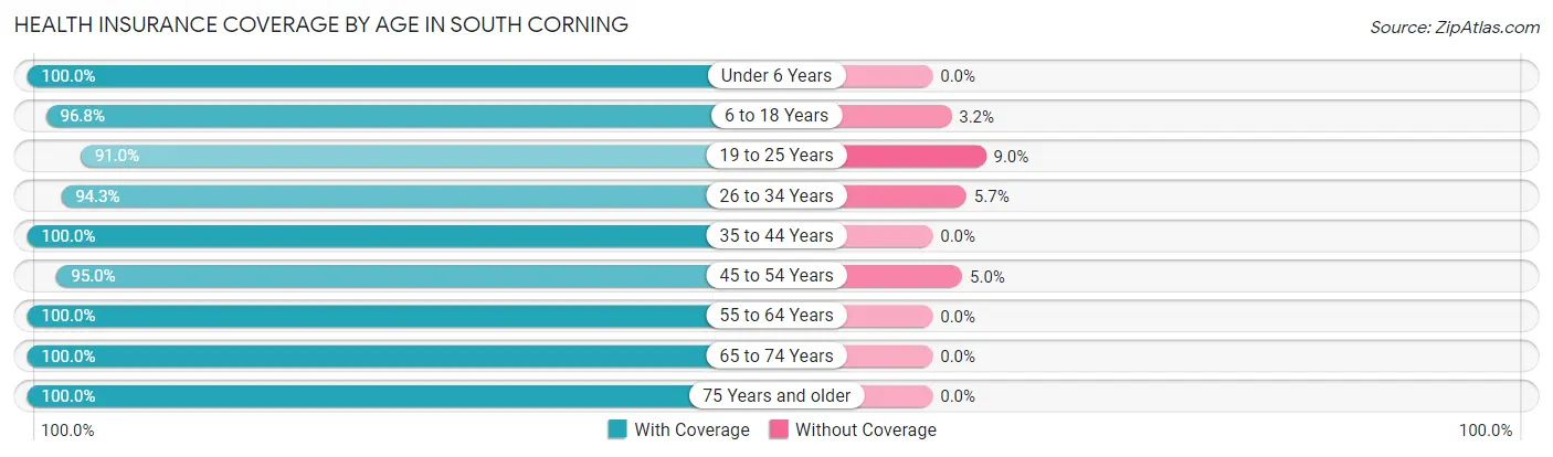 Health Insurance Coverage by Age in South Corning
