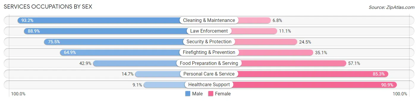Services Occupations by Sex in South Farmingdale