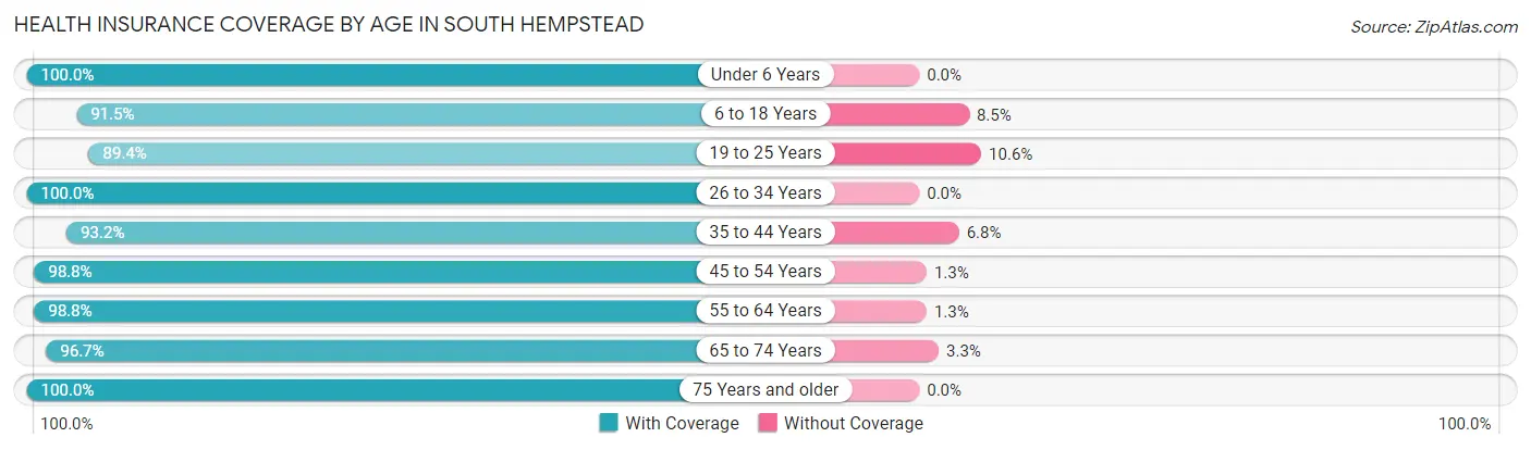 Health Insurance Coverage by Age in South Hempstead
