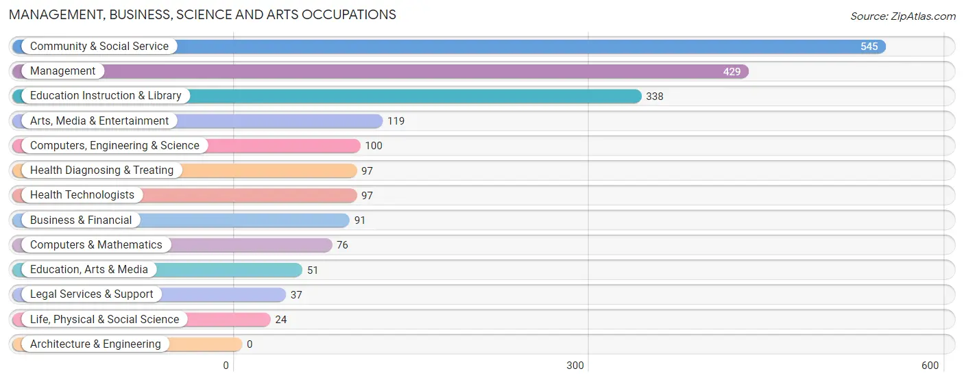 Management, Business, Science and Arts Occupations in South Hill