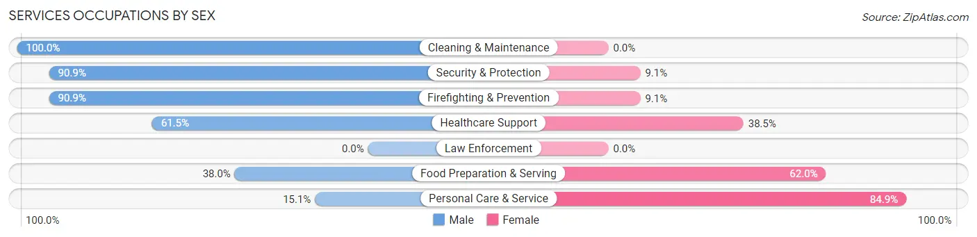 Services Occupations by Sex in South Hill