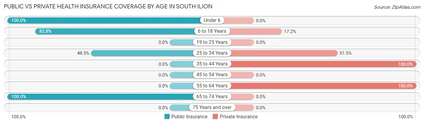 Public vs Private Health Insurance Coverage by Age in South Ilion
