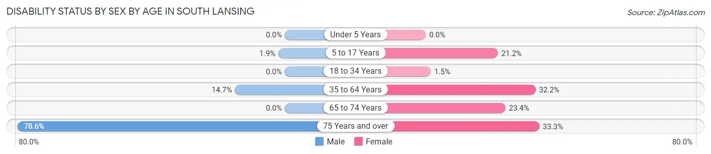 Disability Status by Sex by Age in South Lansing