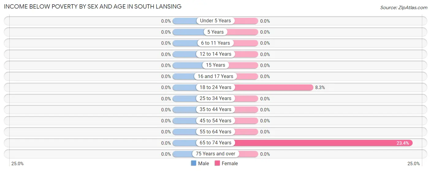 Income Below Poverty by Sex and Age in South Lansing