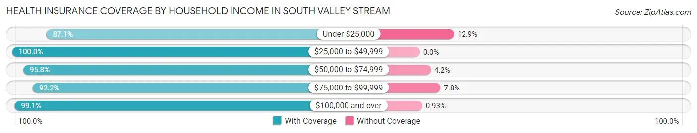 Health Insurance Coverage by Household Income in South Valley Stream
