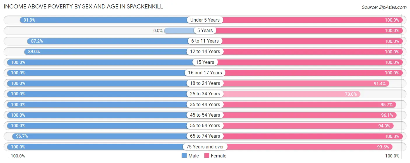 Income Above Poverty by Sex and Age in Spackenkill