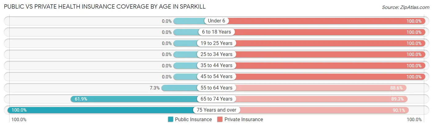 Public vs Private Health Insurance Coverage by Age in Sparkill